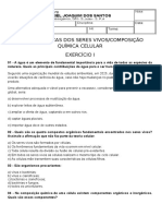 Exercício Características Dos Seres Vivos - Composição Química Celular