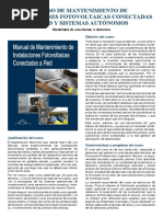 Curso de Mantenimiento de Instalaciones Fotovoltaicas Conectadas A La Red y Sistemas Autónomos (A Distancia)