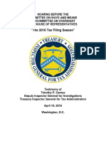 Testimony of TIGTA Deputy Inspector Timothy Camus On IRS Fraud and Identity Theft