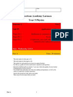 Edexcel GCSE Physics 2011 Topics P3.2 and P3.3 Test 13 - 14 With Mark Scheme