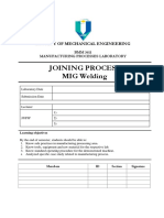 Joining Process MIG Welding: Faculty of Mechanical Engineering