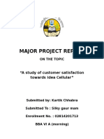 Major Project Report: "A Study of Customer Satisfaction Towards Idea Cellular"