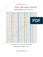 South Central Railway: RRC Group - D Exam Key (Held On 02.11.2014)