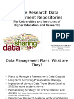 Online Research Data Management Repositories: (For Universities and Institutes of Higher Education and Research)