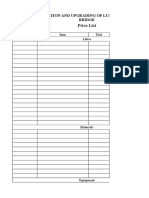 Price List: The Rehabilitation and Upgrading of Lunuwila Road Project Bridge