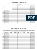 Weekly Writing Schedule Planner 2016