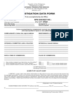 Investigation Data Form - Manila