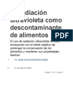 La Radiación Ultravioleta Como Descontaminante de Alimentos