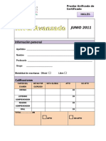 Examen EOI Extremadura 2011 Inglés B2