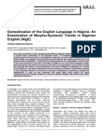 Domestication of The English Language in Nigeria: An Examination of Morpho-Syntactic Trends in Nigerian English (NigE)