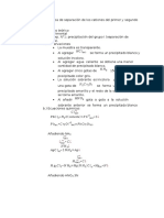 Marcha Analítica de Separación de Los Cationes Del Primer y Segundo Grupo