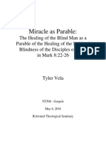 Miracle As Parable: The Healing of The Blind Man As A Parable of The Healing of The Spiritual Blindness of The Disciples of Jesus in Mark 8:22-26