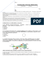 8°prueba Ciencias Naturales .Estructura Basica de Átomos 2015.