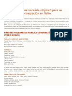 Enseres Necesario para Coronacion de Osha (Todos Los Orishas)