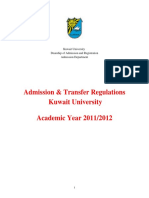 Admission & Transfer Regulations Kuwait University Academic Year 2011/2012