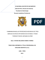 "Comparación de Las Propiedades Mecánicas de Tres Marcas de Arcos Ortodóncicos de Níquel-Titanio Termoactivados. Estudio in Vitro" PDF