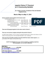 Minneapolis Police 3 Precinct Sector 2 Community Bulletin: Week of May 4 To May 11, 2010