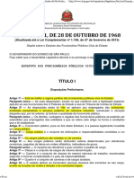 Lei #10.261 - 68 Estatuto Dos Funcionários Públicos Civis Do Estado de São Paulo (Atualizado)