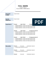 Word Blank CV Template Example 2