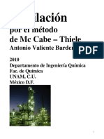 Destilación Por El Método de McCabe-Thiele. Valiente, Antonio. Facultad de Química, UNAM, 2010