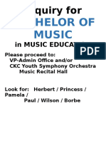 Bachelor of Music: Inquiry For