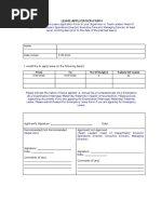 Leave Application Form: From To No of Day(s) Nature of Leave