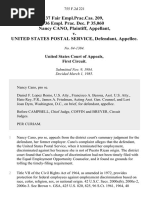 37 Fair Empl - Prac.cas. 209, 36 Empl. Prac. Dec. P 35,060 Nancy Cano v. United States Postal Service, 755 F.2d 221, 1st Cir. (1985)