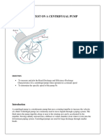 Test On A Centrifugal Pump (Complete Report)