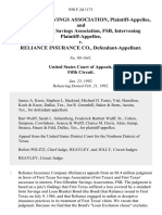 First Texas Savings Association, and First Gibraltar Savings Association, FSB, Intervening v. Reliance Insurance Co., 950 F.2d 1171, 1st Cir. (1992)