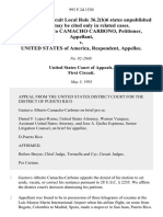 Gustavo Alberto Camacho Carbono v. United States, 993 F.2d 1530, 1st Cir. (1993)