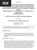 First Federal Savings Bank of Washington, A Corporation v. United States, 996 F.2d 1224, 1st Cir. (1993)