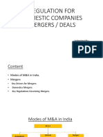 Regulation For Domestic Companies Mergers / Deals: Submitted By: Karunesh Mathur Roll NO. 17 MBA 1417