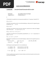 GUIA de EJERCICIOS Función Lineal - Ecuacion de La Recta