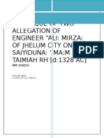 A CRITIQUE OF TWO ALLEGATION OF ENGINEER "ALI: MIRZA: OF JHELUM CITY ON SAIYIDUNA: IMA:M IBN TAIMIAH RH (d:1328 AC)