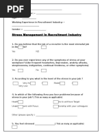 Questionnaire On Stress Management