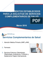 Presentacion de Servicios Complementarios de Salud 2016 (SERVICIOS BASICOS)