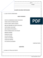 Avaliacao de Lingua Portuesa 4º Ou 5º Ano