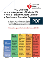 2014 AHA/ACC Guideline For The Management of Patients Wit H Non-ST-Elevation Acute Coronar y Syndromes: Executive Summary