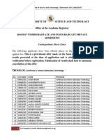 Names of Students Admitted To Mbarara University of Science and Technology Admission For The Academic Year 2016/2017.