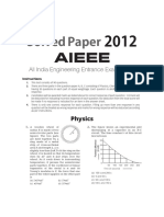 JEE MAINS Solved Paper 2012