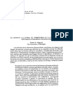 Mignolo, Walter - La Lengua, La Letra, El Territorio (O La Crisis de Los Estudios Literarios Coloniales)