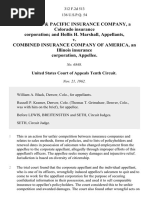 Atlantic & Pacific Insurance Company, a Colorado Insurance Corporation and Hollis H. Marshall v. Combined Insurance Company of America, an Illinois Insurance Corporation, 312 F.2d 513, 10th Cir. (1962)