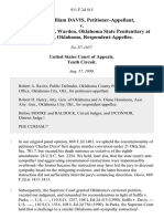 Charles William Davis v. Gary Maynard, Warden, Oklahoma State Penitentiary at McAlester Oklahoma, 911 F.2d 415, 10th Cir. (1990)