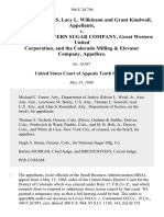 George Saunders, Lacy L. Wilkinson and Grant Kindwall v. The Great Western Sugar Company, Great Western United Corporation, and The Colorado Milling & Elevator Company, 396 F.2d 794, 10th Cir. (1968)