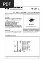 TDA2004A: 10 + 10W Stereo Amplifier For Car Radio