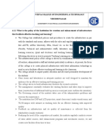 4.1.1 What Is The Policy of The Institution For Creation and Enhancement of Infrastructure That Facilitate Effective Teaching and Learning?