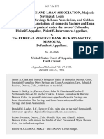 Otero Savings and Loan Association, Majestic Savings & Loan Association, Sun Savings & Loan Association, and Golden Savings & Loan Association, All Domestic Savings and Loan Associations Organized Under the Laws of Colorado, Plaintiff-Intervenors-Appellees v. The Federal Reserve Bank of Kansas City, Missouri, 665 F.2d 275, 10th Cir. (1981)