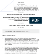 Andrew Juan Anthony v. Michael Nelson, Warden El Dorado Correctional Facility Attorney General of Kansas, Carla Stovall, Respopndents-Appellees, 134 F.3d 382, 10th Cir. (1998)