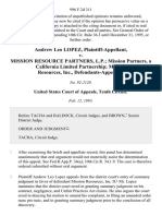 Andrew Leo Lopez v. Mission Resource Partners, L.P. Mission Partners, A California Limited Partnership Mission Resources, Inc., 996 F.2d 311, 10th Cir. (1993)