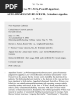 Donnie Lee Wilson v. Auto-Owners Insurance Co., 791 F.2d 886, 11th Cir. (1986)